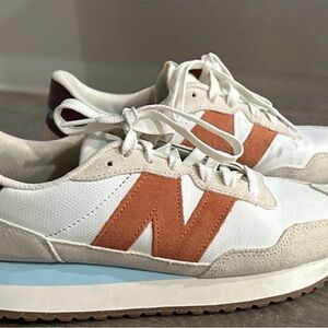 New Balance White and Orange Athletic Shoes